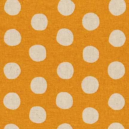 Sevenberry Canvas Natural Dots Cotton Flax Fabric, Natural on Gold, 1/4 yard