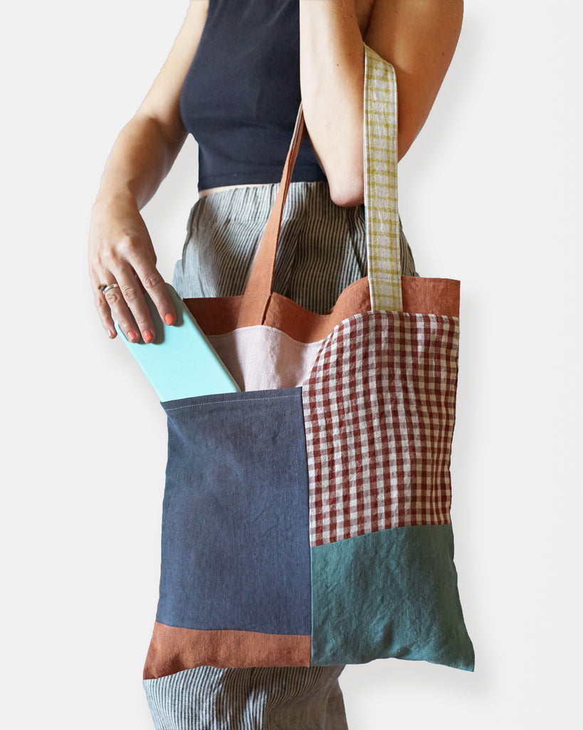 Matchy Matchy Sewing Club, Stash Pocket Tote PDF Pattern (with or without printing)