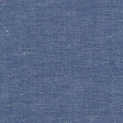 Neon Neppy Cotton Fabric- Royal with Neon Multicolored Motes, 1/4 yard