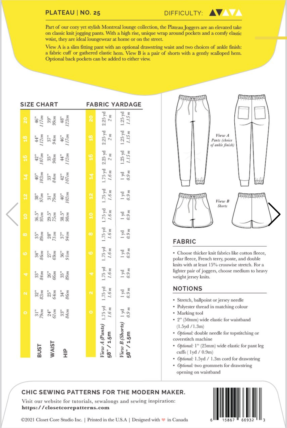 Closet Core Patterns, Plateau Joggers Pattern