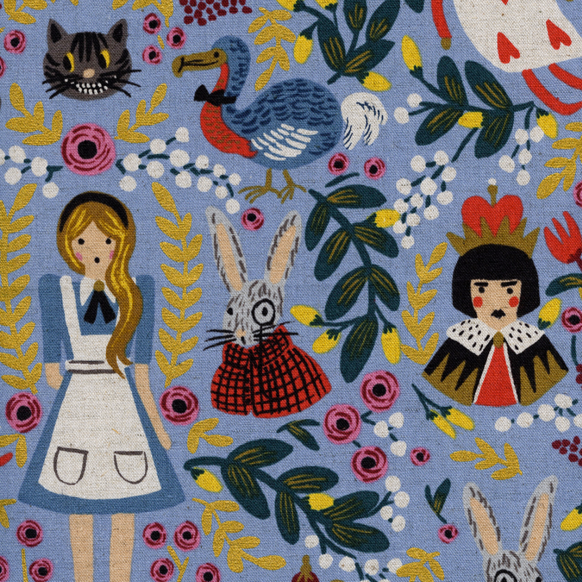 Rifle Paper Co, Wonderland - Periwinkle Canvas Fabric, 1/4 yard