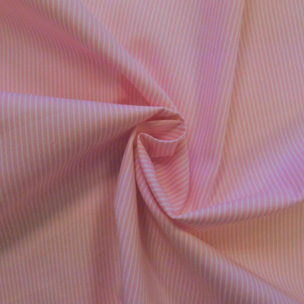 Designer Deadstock Pink Stripe Stretch Cotton Shirting, 1/4 yard