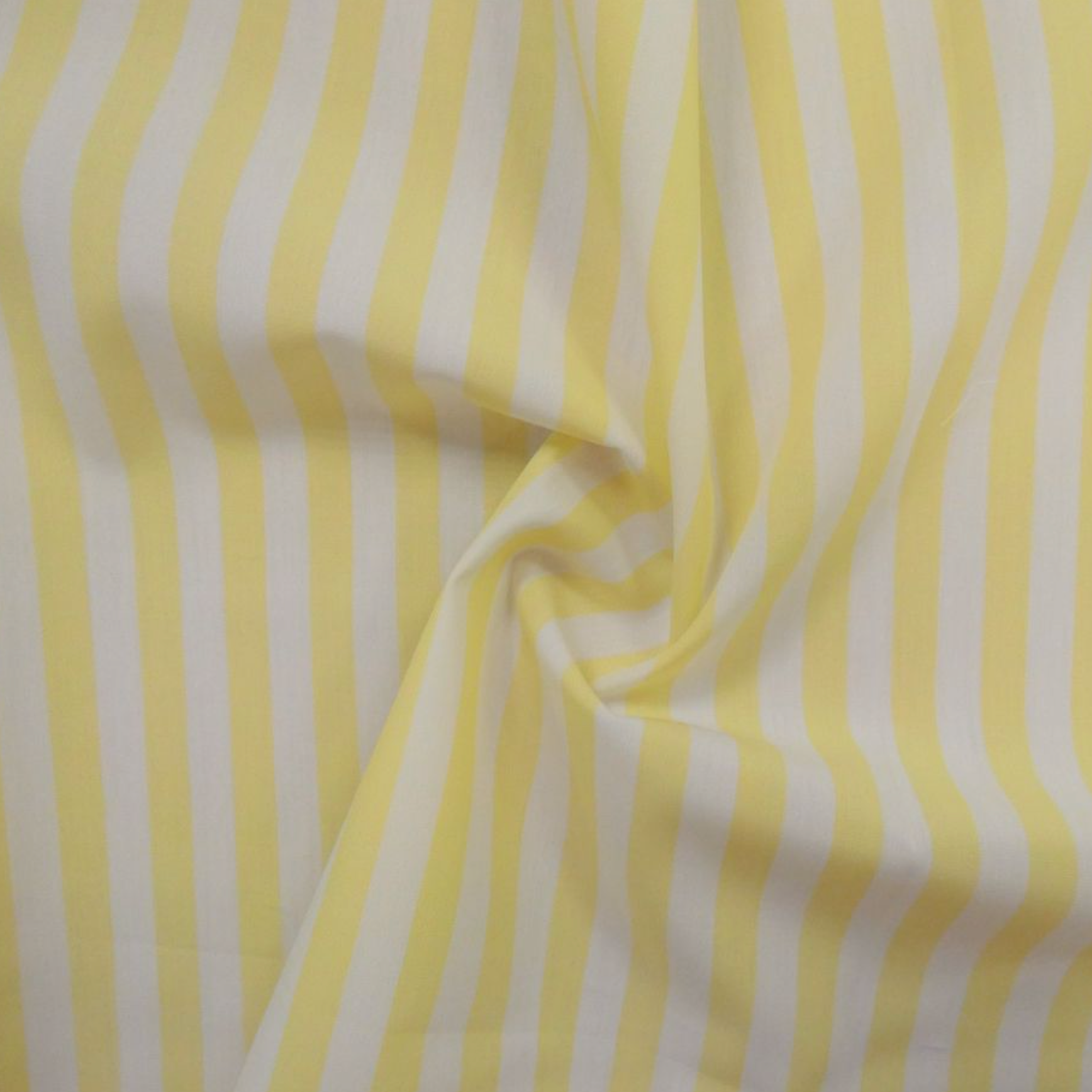 Designer Deadstock Lemon Yellow and White Stripe Fine Cotton Shirting, 1/4 yard