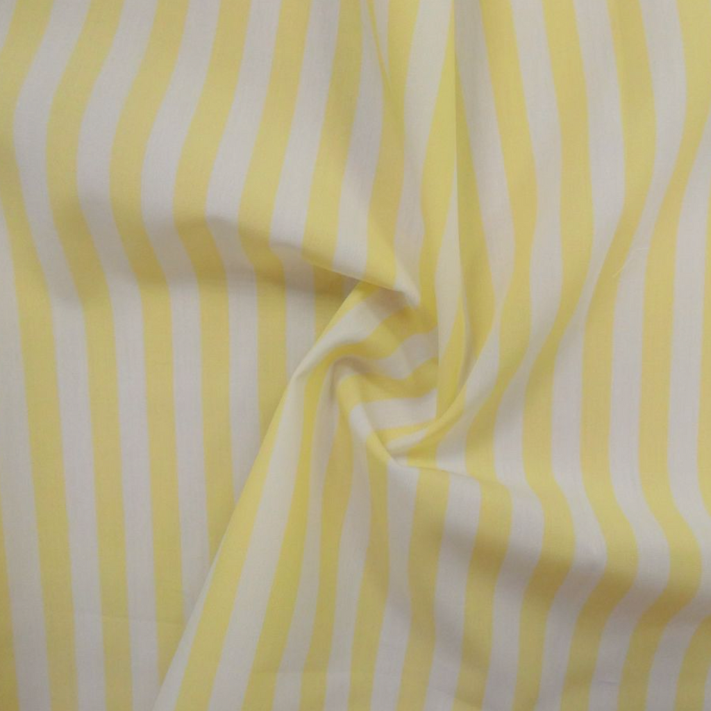 Designer Deadstock Yellow and White Stripe Fine Cotton Shirting, 1/4 yard
