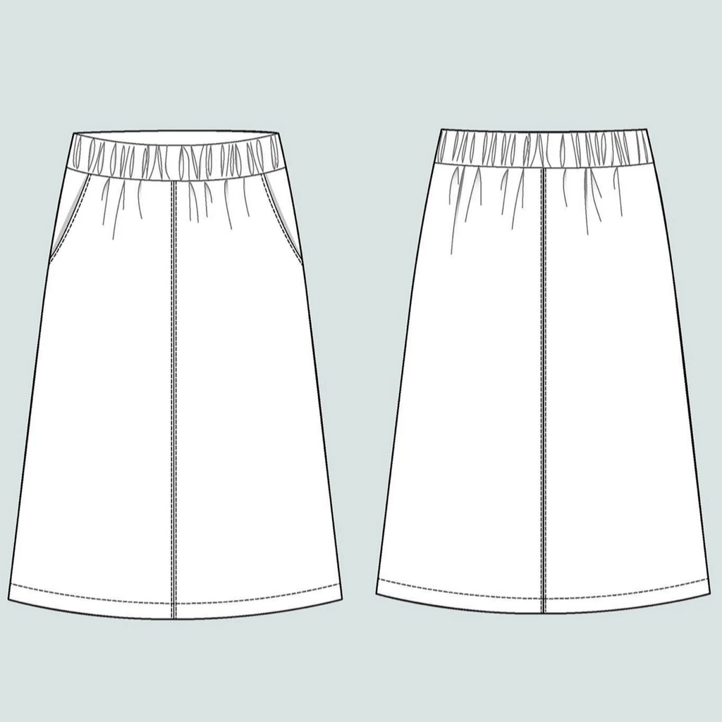 Assembly Line A-Line Midi Skirt, 2 size ranges