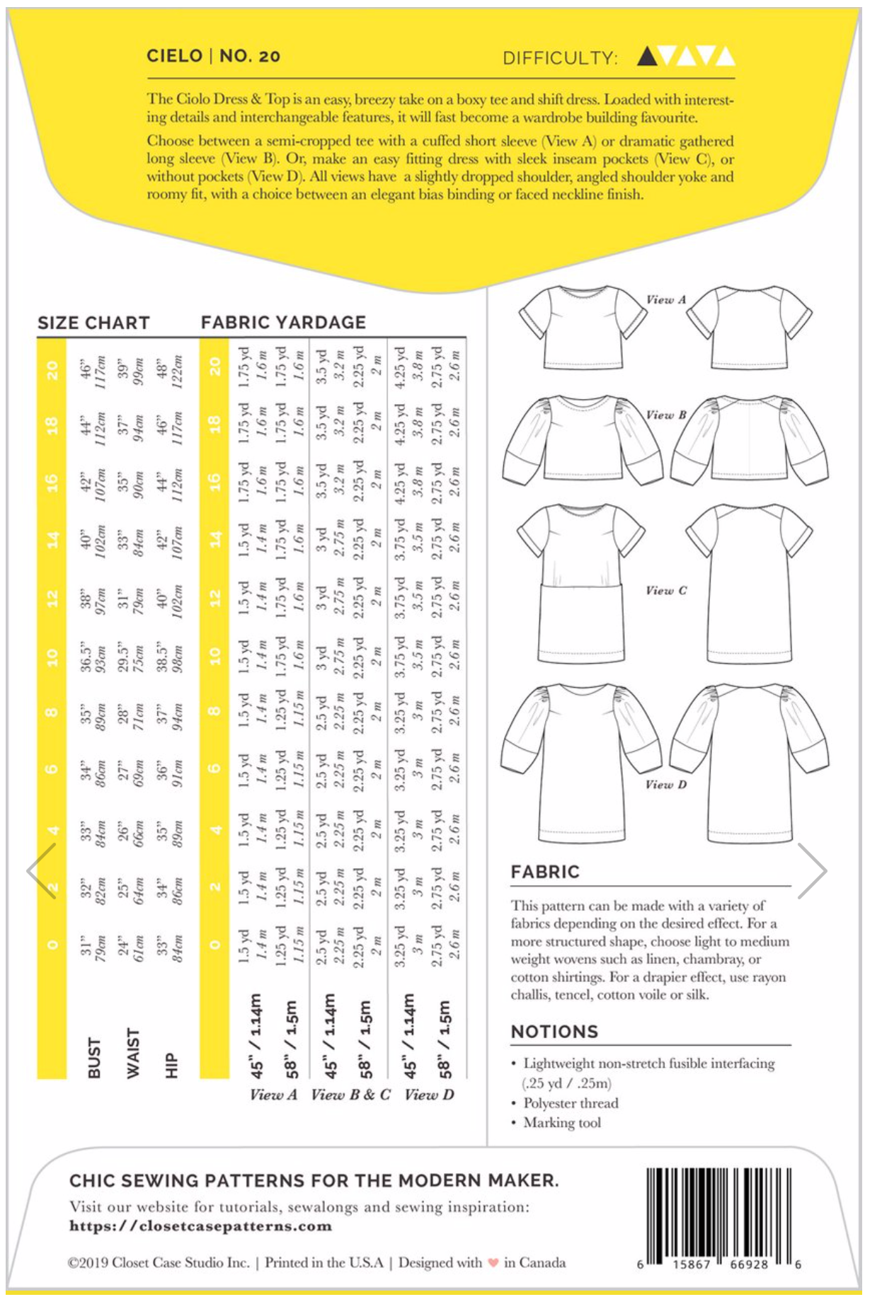 Closet Case Patterns, Cielo Top and Dress Pattern - Lakes Makerie - Minneapolis, MN