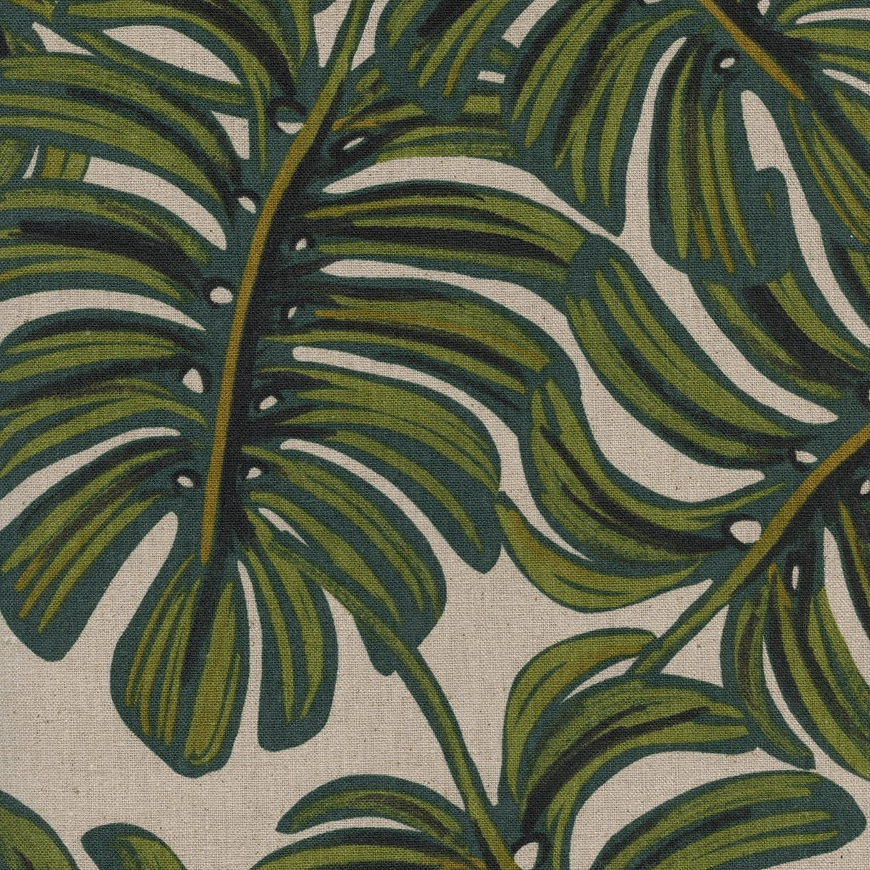 Rifle Paper Co., Menagerie - Monstera- Natural Canvas Fabric, 1/4 yard