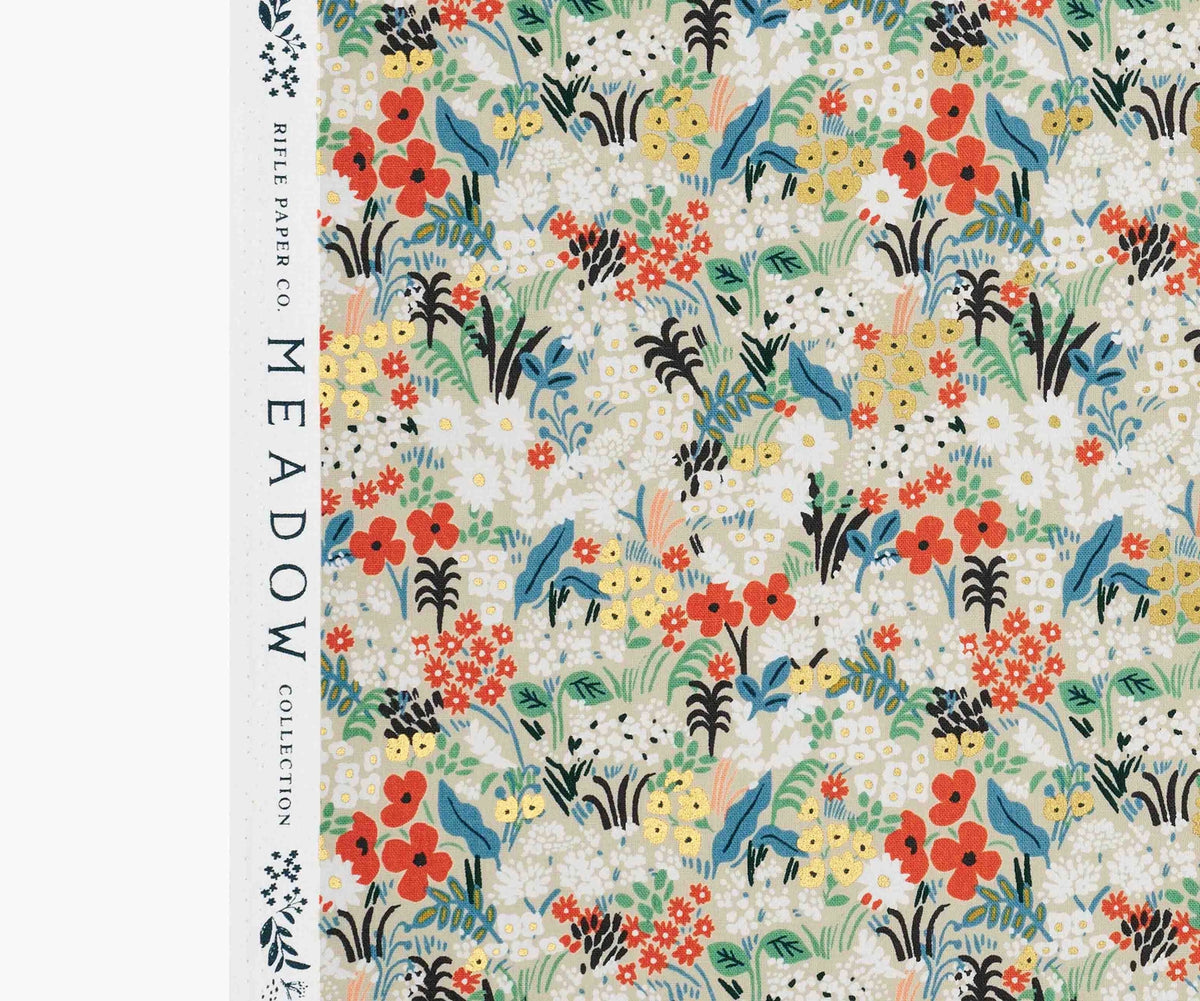 ハンドメイド　きゃんべる Rifle Paper Co, Bon Voyage - Meadow - Flax Metallic