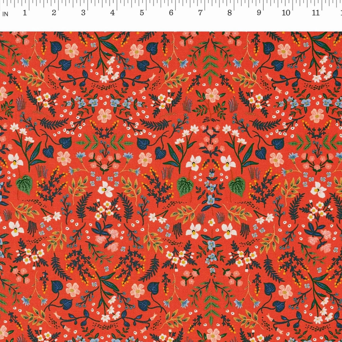 Rifle Paper Co, Bon Voyage - Wildwood - Red Metallic Fabric, 1/4 yard