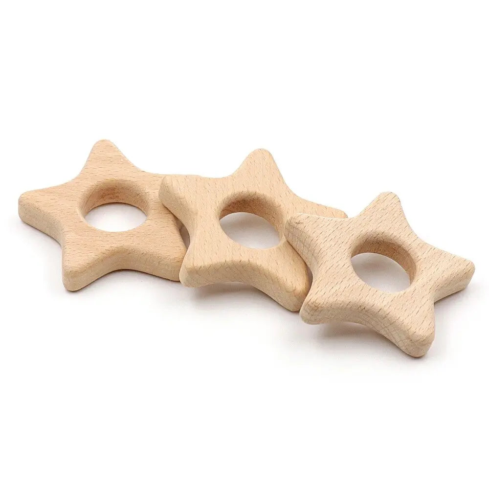 Wooden Baby Teether, hedgehog, elephant, bird or star