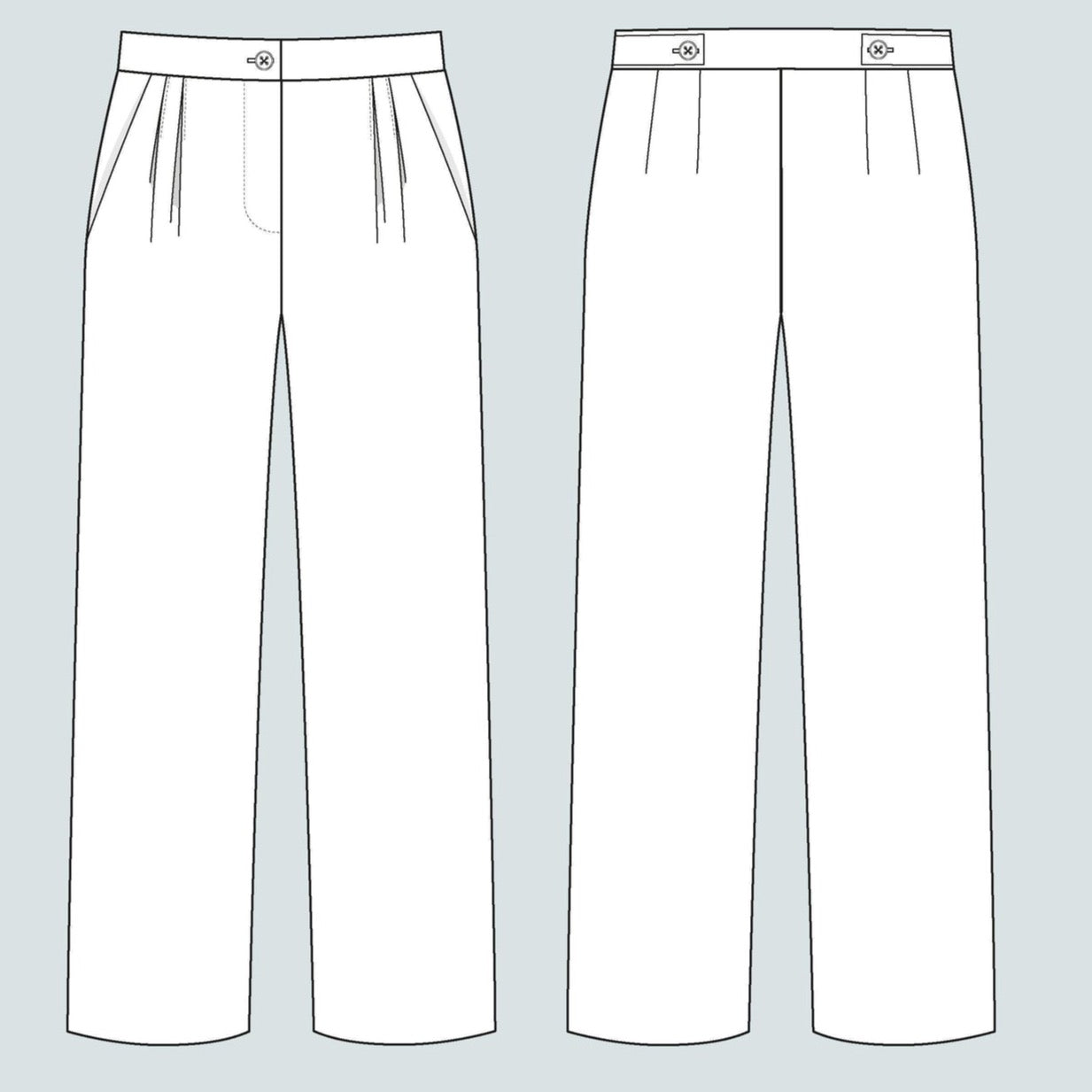 Assembly Line, High Waisted Trousers Sewing Pattern, Sweden, two size ranges