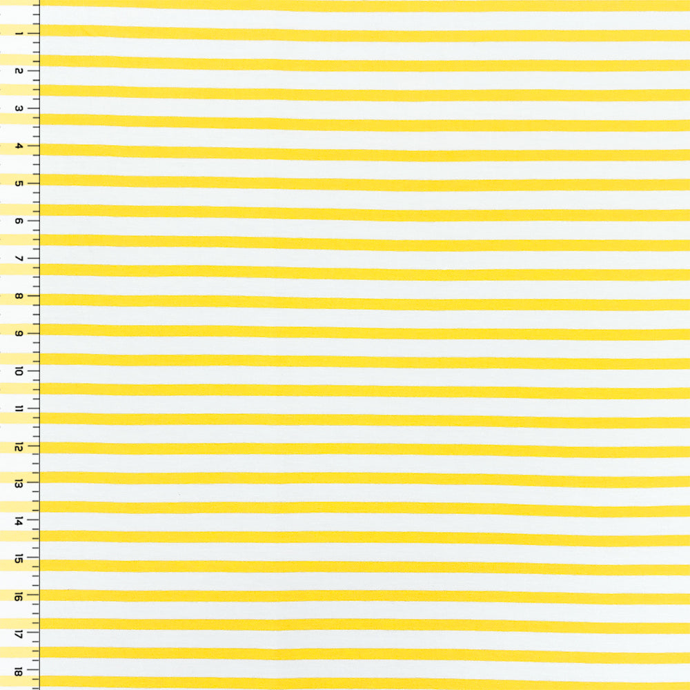 Sunshine Yellow and White Stripe Cotton-Rayon-Spandex Knit Fabric, 1/4 yard
