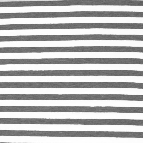 Narrow Heather Grey and White Stripe Cotton-Spandex Knit Fabric, 1/4 yard