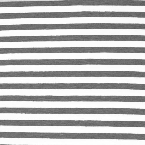 Narrow Heather Grey and White Stripe Cotton-Spandex Knit Fabric, 1/4 yard