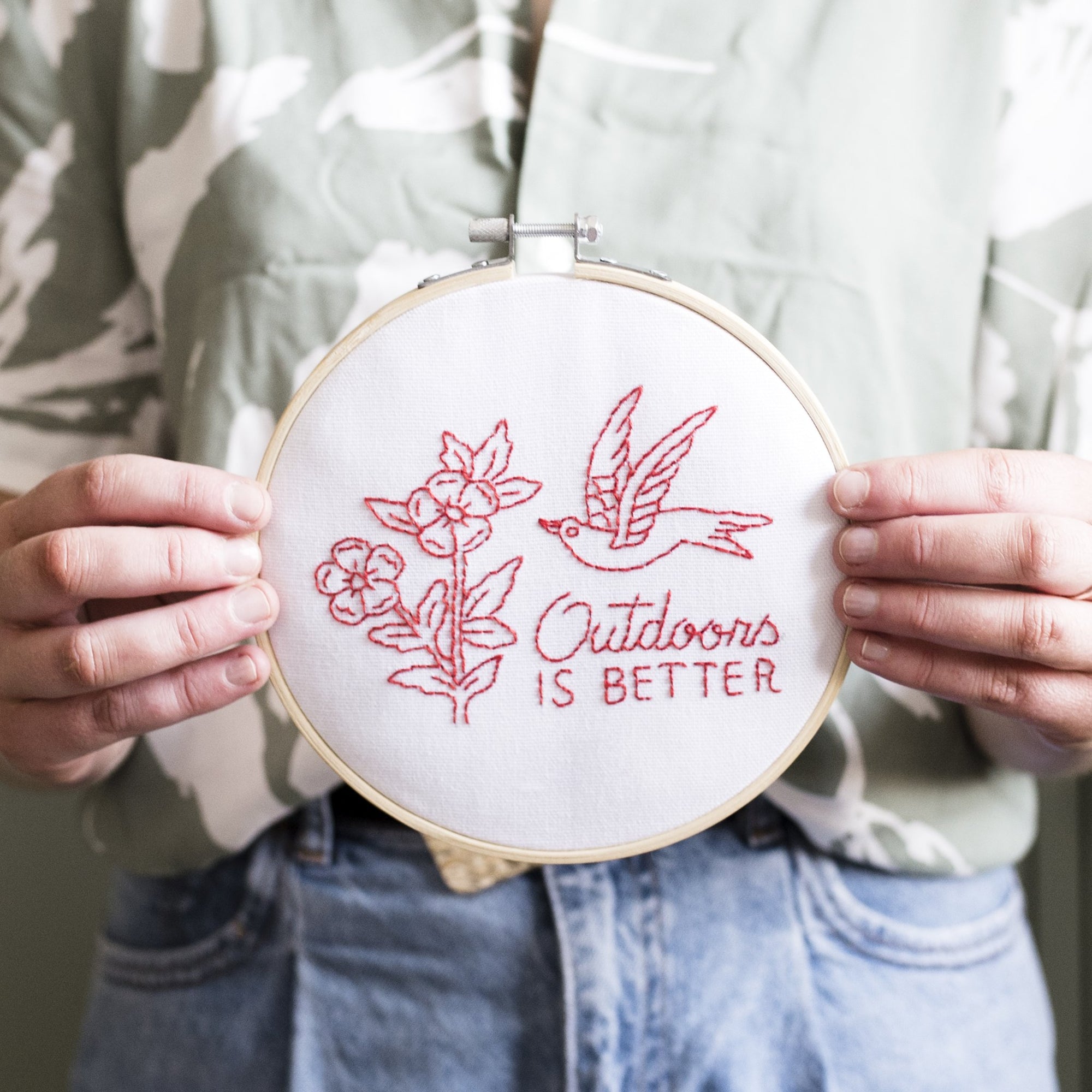 Cotton Clara, Outdoors is Better Hoop Embroidery Kit