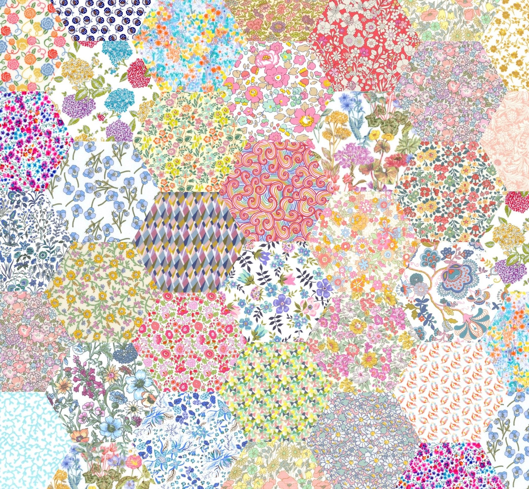 Liberty Tana Lawn Laser Cut 1" Hexagons, multiple colorways