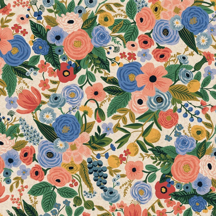 Rifle Paper Co., Wildwood Garden Party Blue Canvas Fabric, 1/2 yard - Lakes Makerie - Minneapolis, MN