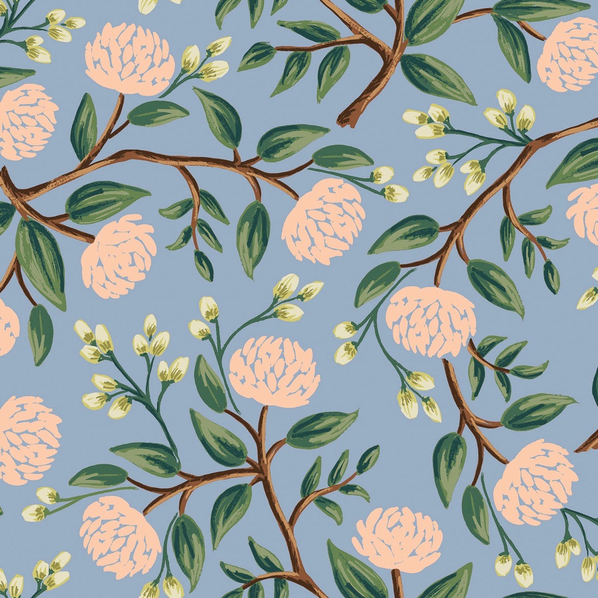 Rifle Paper Co., Wildwood Peonies Dusty Blue Fabric, 1/2 yard - Lakes Makerie - Minneapolis, MN