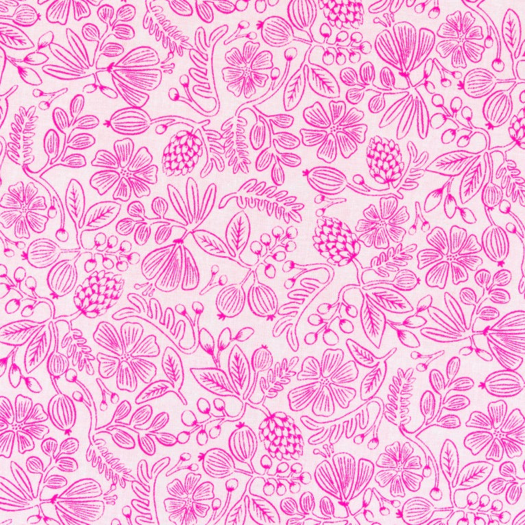 Rifle Paper Co. Primavera - Moxie Floral- Neon Pink Fabric, 1/4 yard
