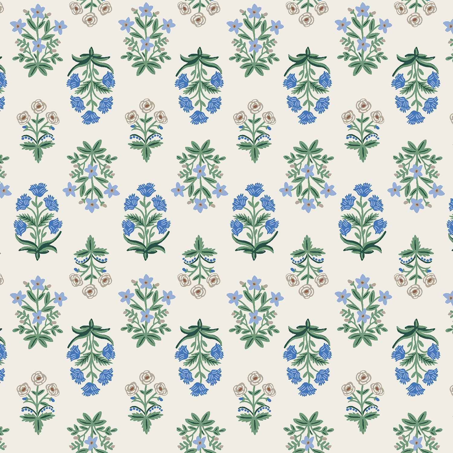 Rifle Paper Co., Camont - Mughal Rose- Blue Fabric, 1/4 yard