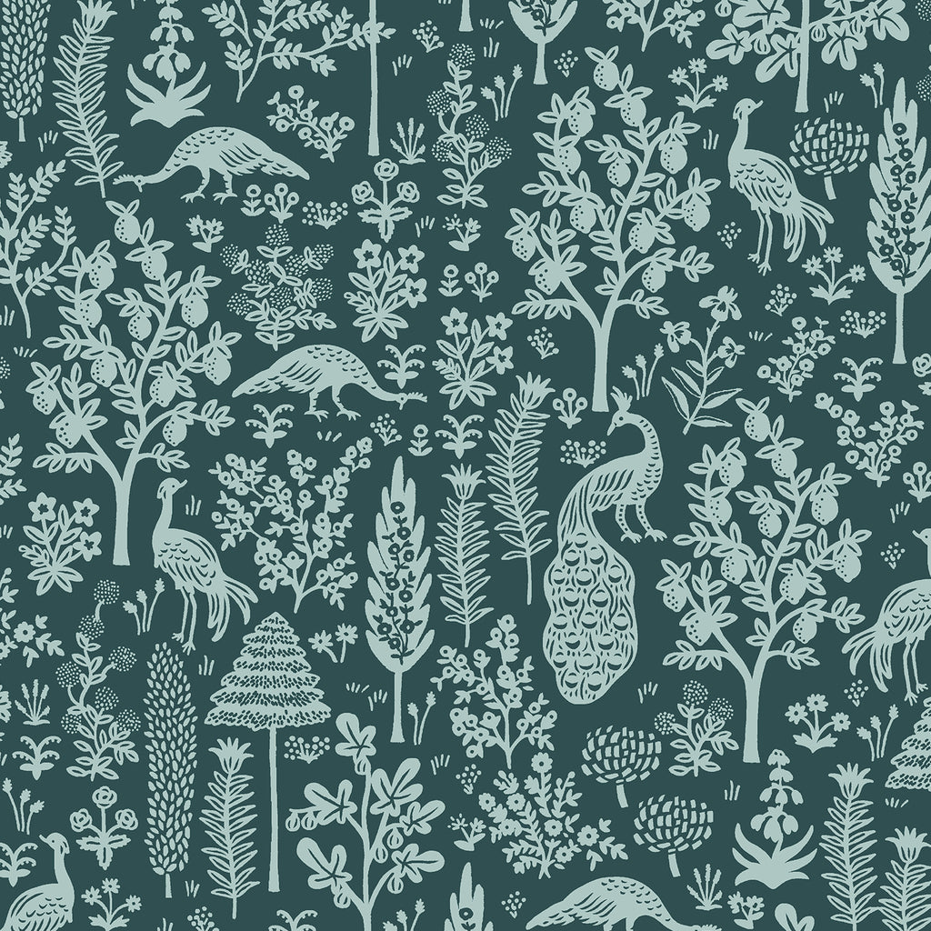 Rifle Paper Co., Camont - Menagerie Silhouette - Emerald Fabric, 1/4 yard