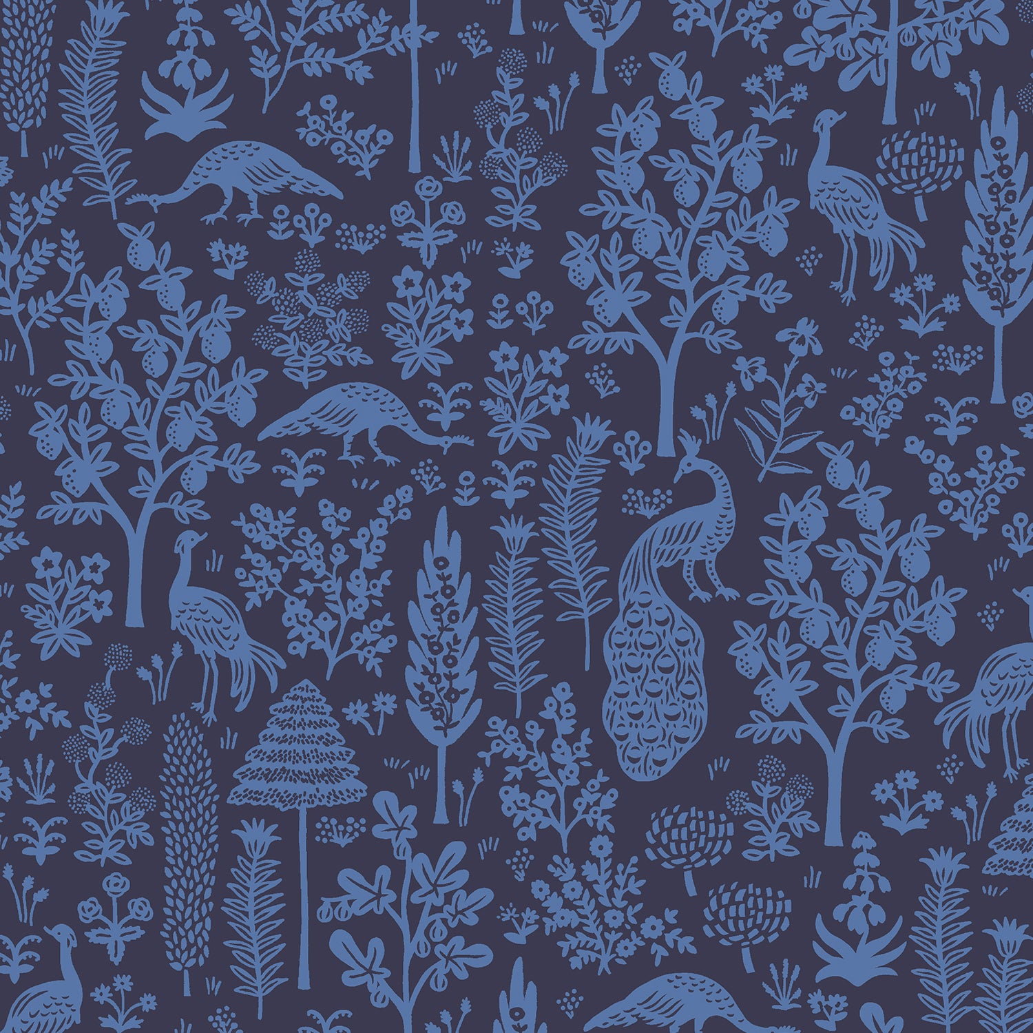 Rifle Paper Co., Camont - Menagerie Silhouette - Navy Fabric, 1/4 yard