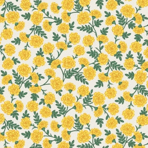 Rifle Paper Co. Bramble - Dianthus - Yellow Fabric, 1/4 yard