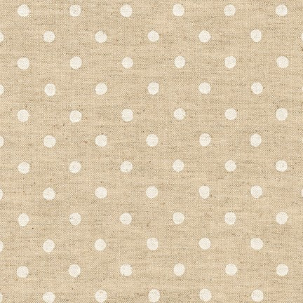 Sevenberry Canvas Natural Dots Cotton Flax Fabric, White on Natural, 1/4 yard