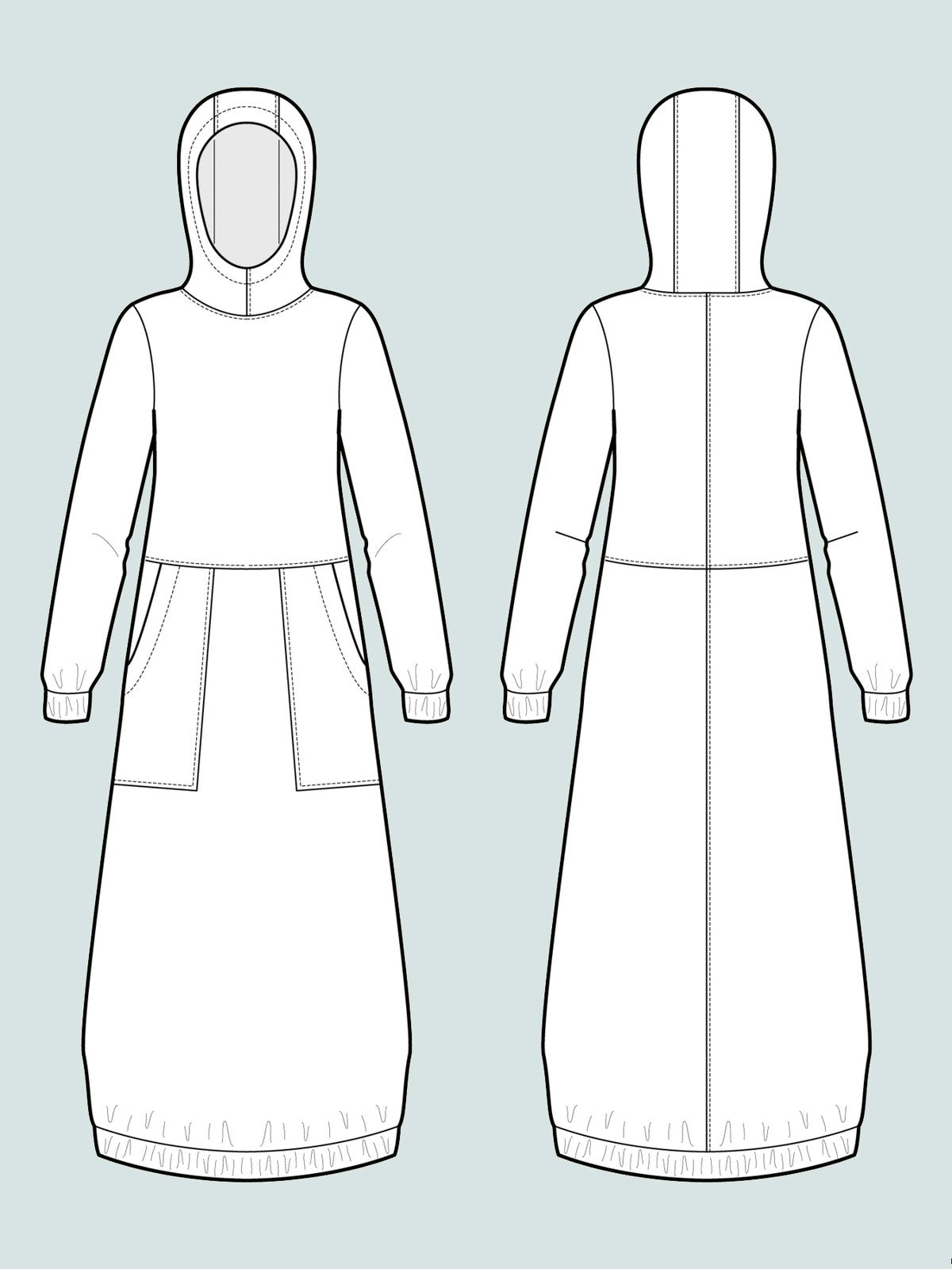 Assembly Line, Hoodie Dress Pattern, two size ranges, Sweden,
