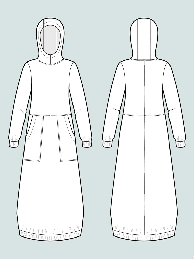Assembly Line, Hoodie Dress Pattern, two size ranges, Sweden,