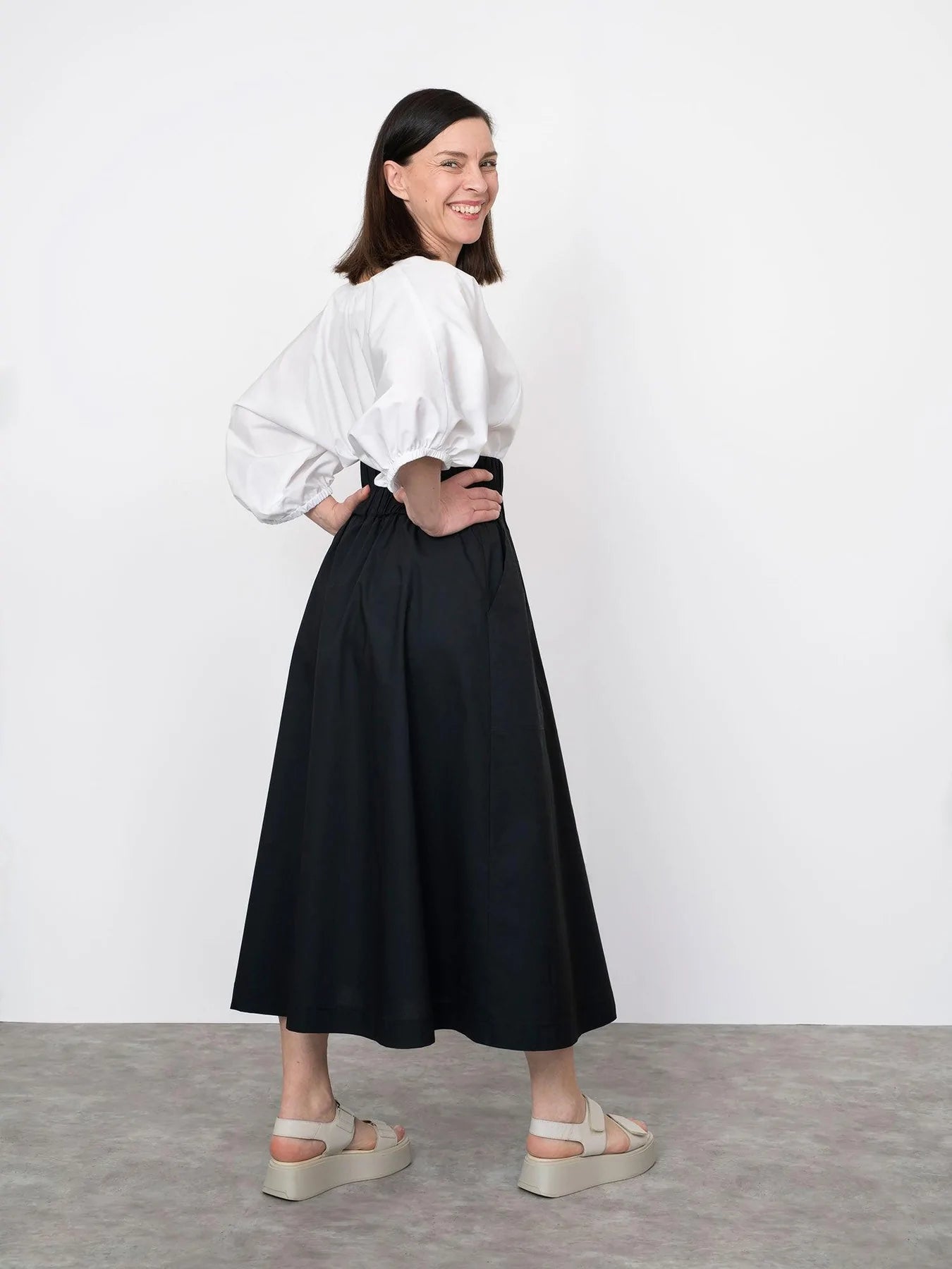 Assembly Line, Elastic Waist Maxi Skirt, Sweden, two size ranges