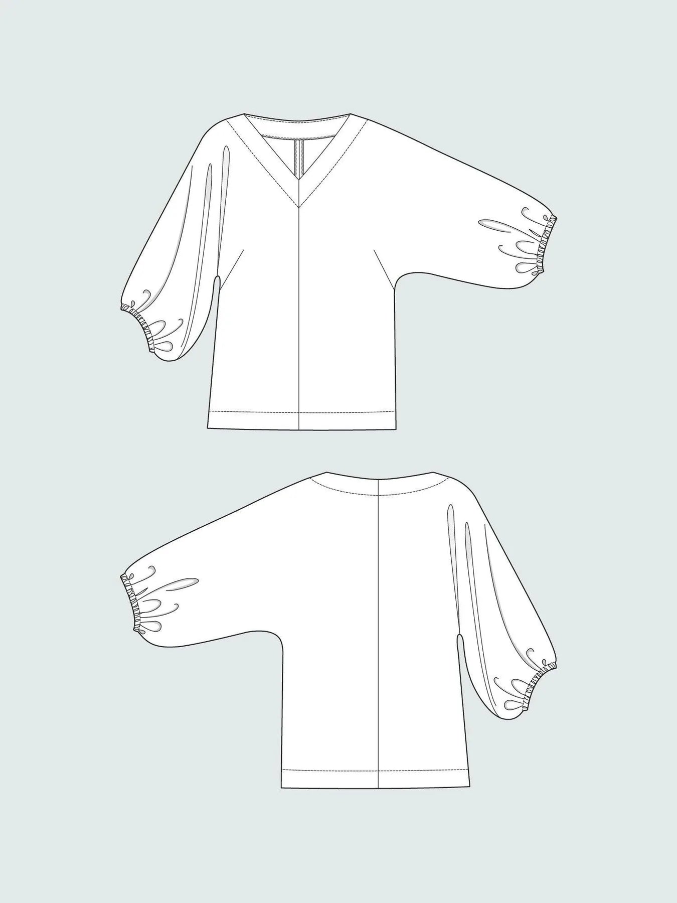 Assembly Line, V-Neck Cuff Top Pattern, Sweden, two size ranges