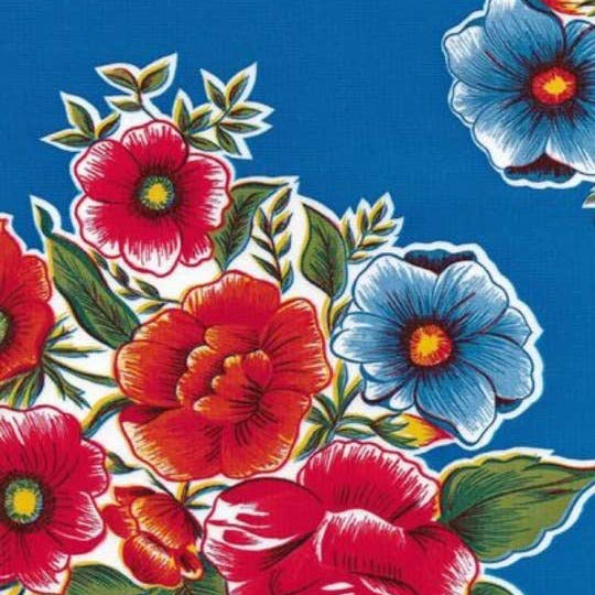 Colorful floral pattern on a blue background