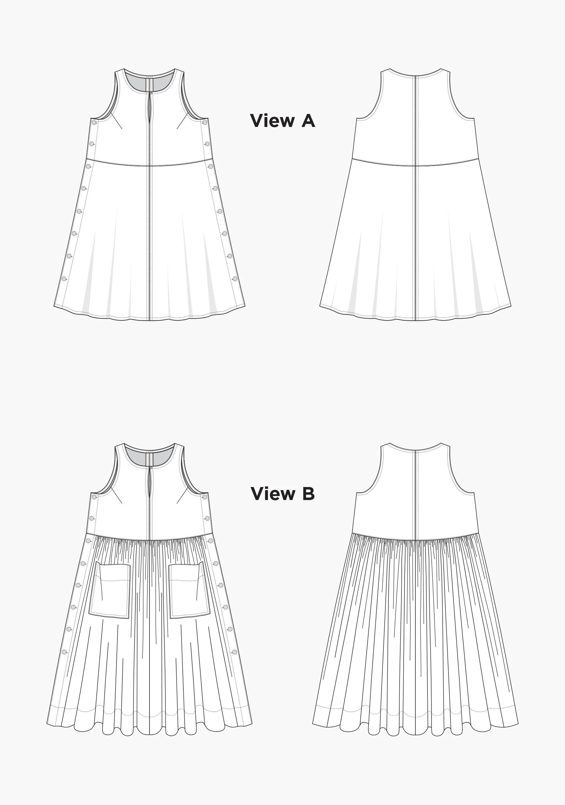 Grainline Studio, Austin Dress Paper Pattern, 2 Size Ranges