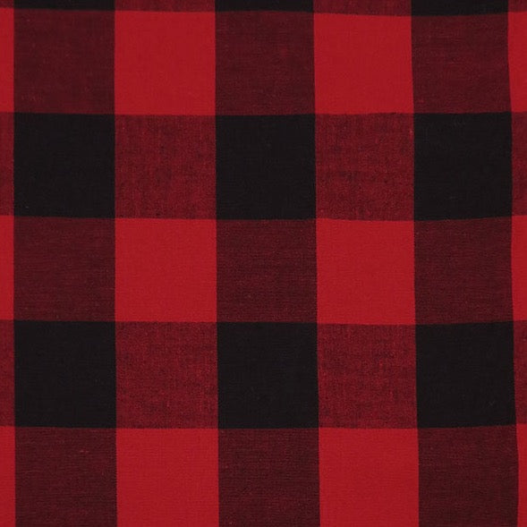 Buffalo Check Stretch Lawn, Cotton/Spandex, Red and Black