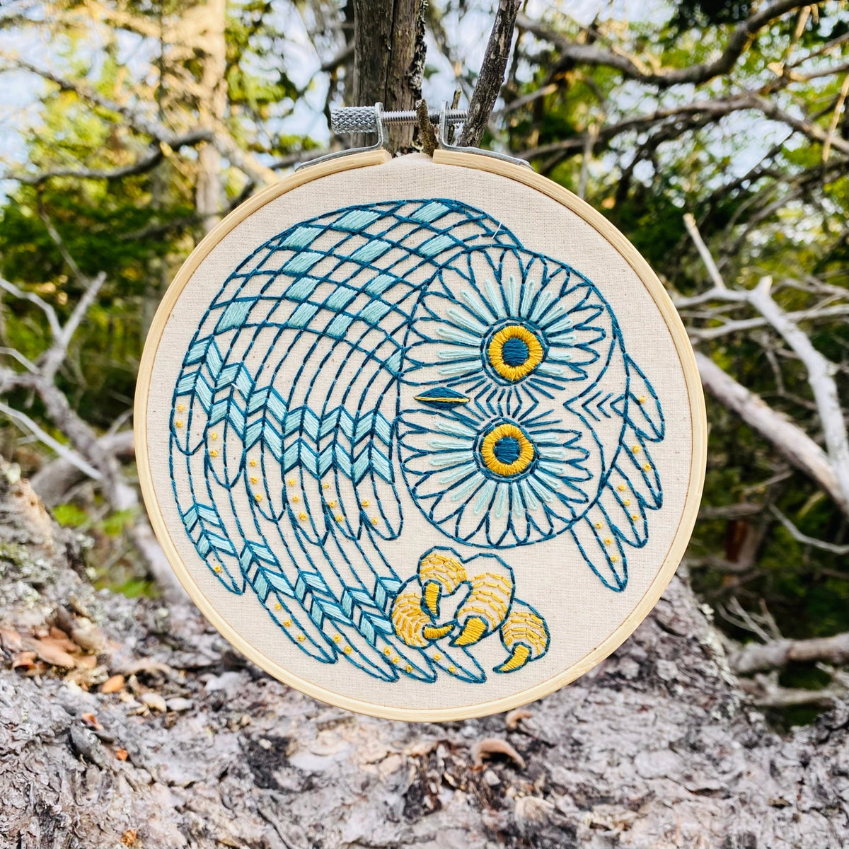 Hook Line and Tinker Embroidery Kits, Saw Whet Owl