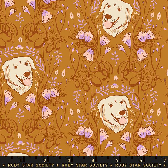 Ruby Star, Dog Park, "Golden Garden", Cotton Fabric, 1/4 yard