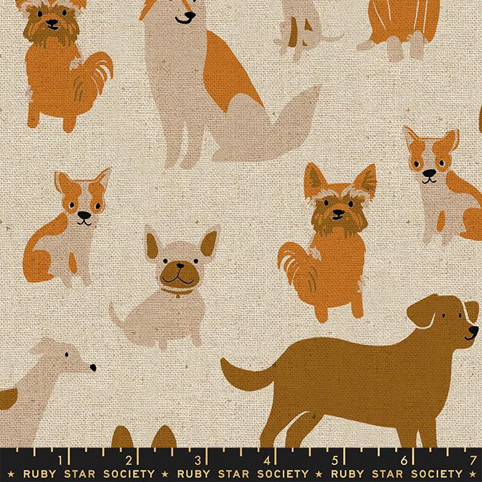 Ruby Star, Dog Park, "Dog Medley", Linen/Cotton Canvas, 1/4 yard