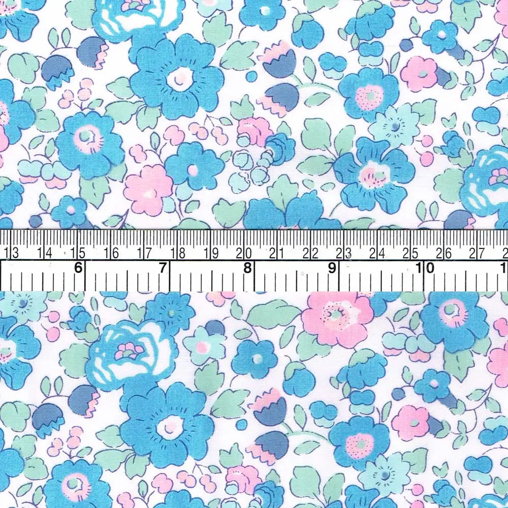 Liberty Tana Lawn Cotton Fabric- Betsy Bermuda Blue, 1/4 yard