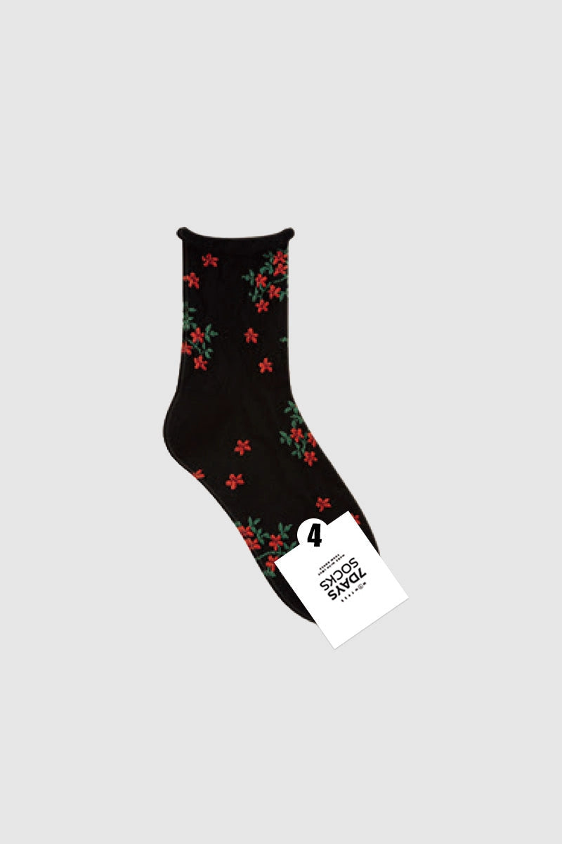 Women&#39;s Crew Ruffle Flower Socks, multiple colorways