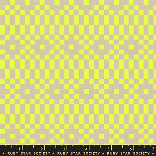 Ruby Star, Lofi Linens Neon Yellow,  Cotton/Linen  Fabric, 1/4 yard