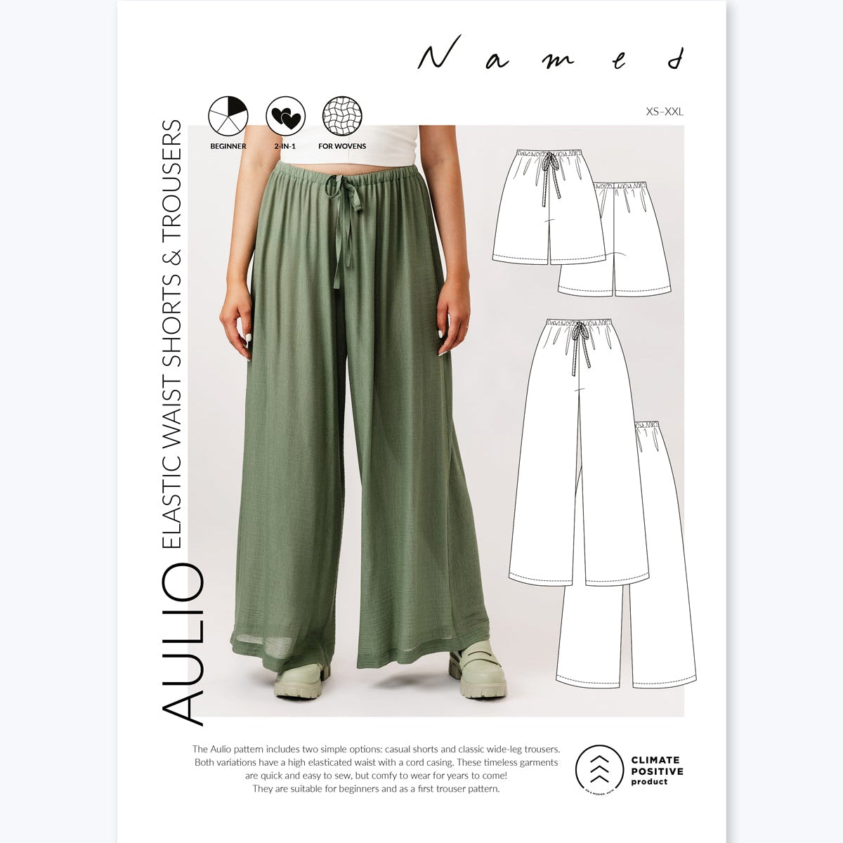 Named Clothing, Aulio Trousers or Shorts PDF Digital Pattern
