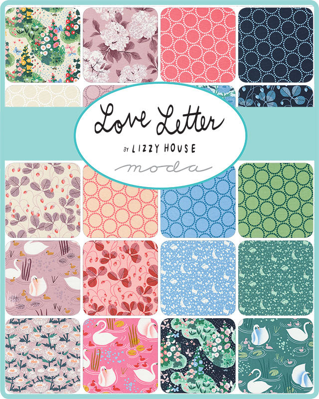 Lizzie House, Love Letter, Fairy Garden, Eggshell or Peacoat , 1/4 yard