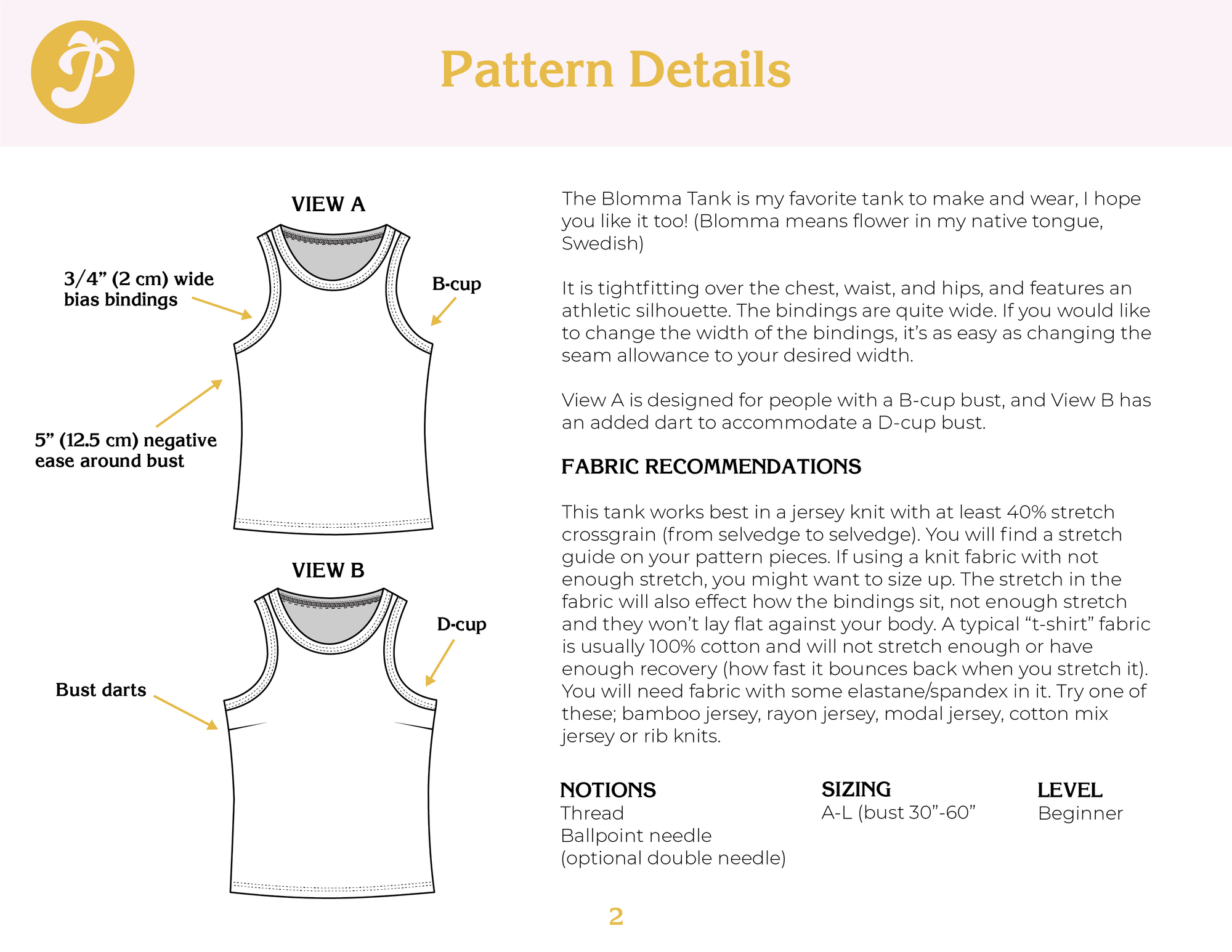 Paradise Patterns, Blomma Tank PDF Pattern