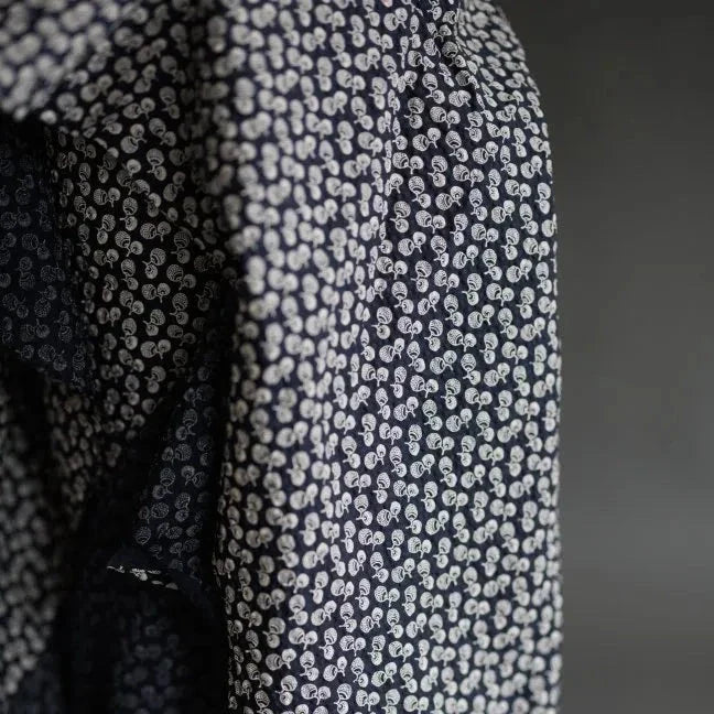 Remnant 9926, Merchant &amp; Mills, Donguri Organic Seersucker Fabric, "Navy Nut", 1.4 yard bolt end