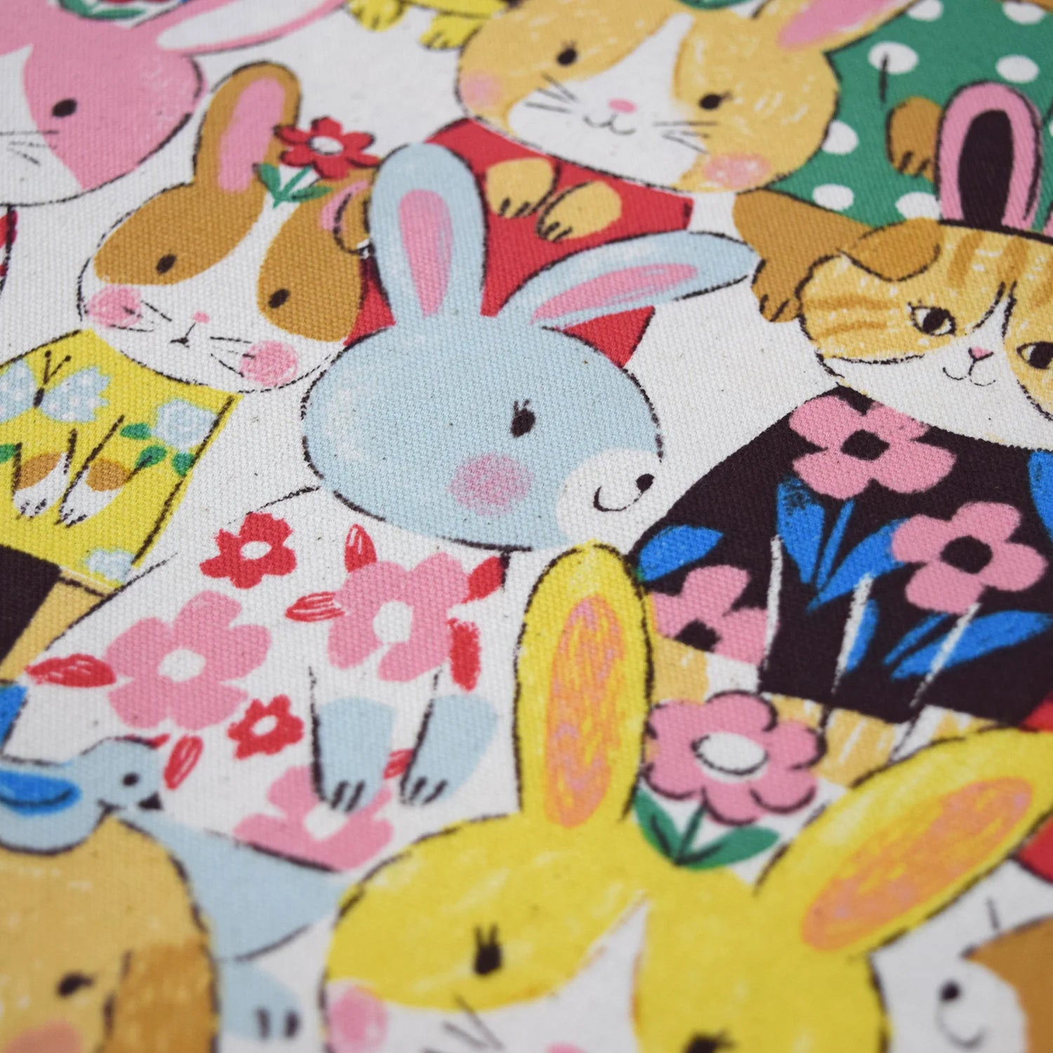 Powerful Animal Rabbits Cotton Oxford Fabric, 1/4 yard