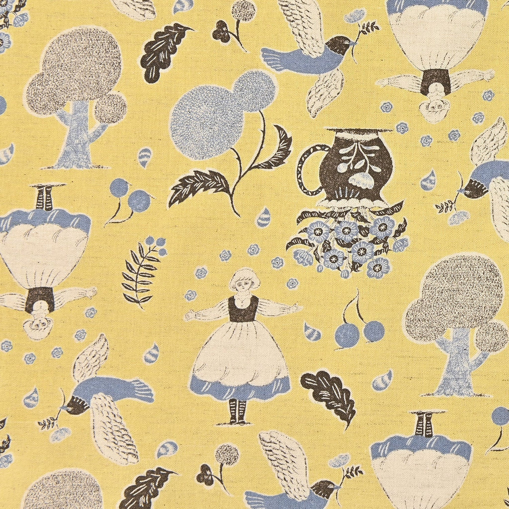 Sanae Sugimoto, Humming Flower - 3 colors - Cotton/Linen Sheeting Fabric, 1/4 yard