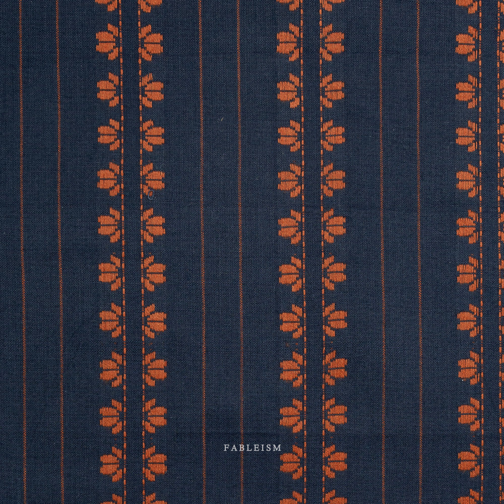 Fableism Fine and Dandy, Deco Stripe in Navy, 1/4 yard
