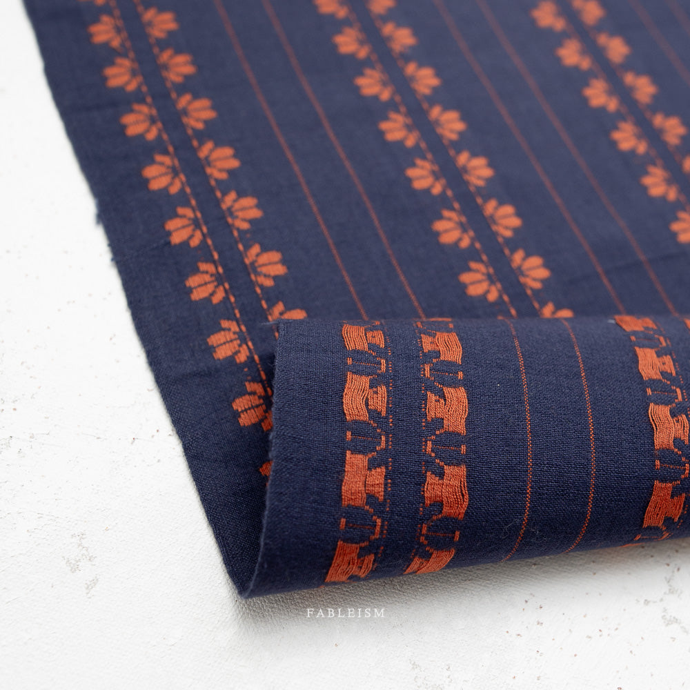 Fableism Fine and Dandy, Deco Stripe in Navy, 1/4 yard