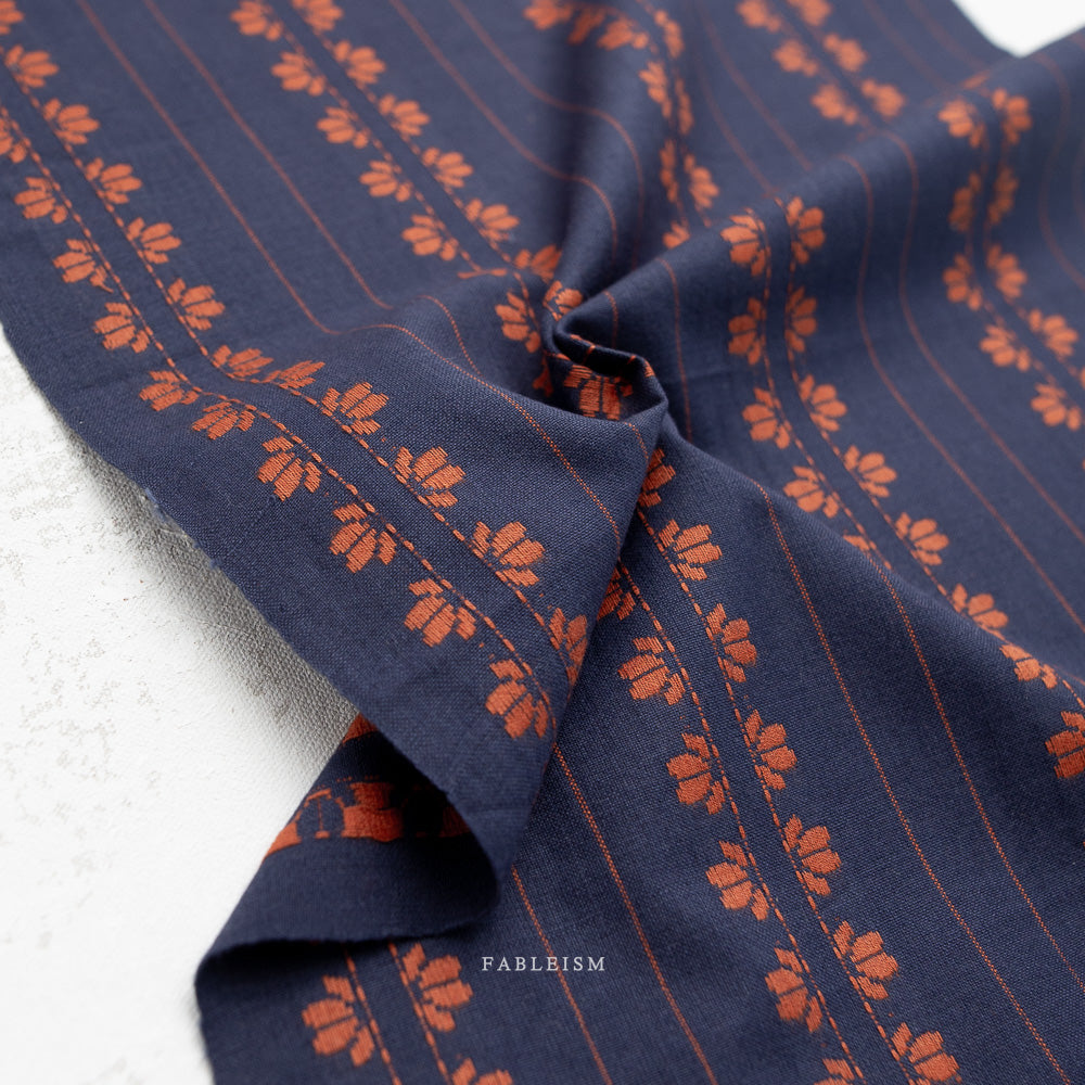 Fableism Fine and Dandy, Deco Stripe in Navy, 1/4 yard